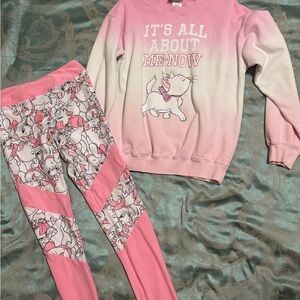 Disney Marie Aristocats pink oversized sweatshirt and leggings